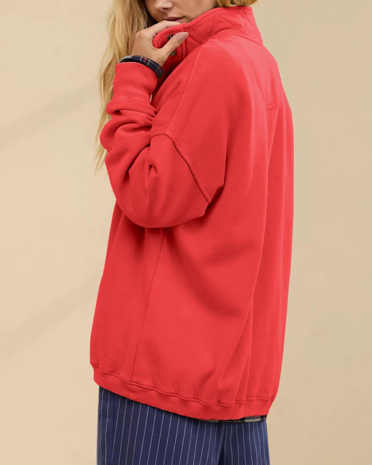 Sweatshirt for Women Oversized Casual Long Sleeve Button Henley Neck Pullover Tops Fashion Outfits Clothes