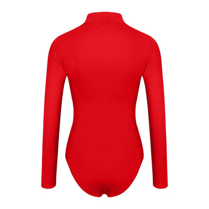 Women's Sexy Square Neck Bodysuit Long Sleeve Double Lined Shirt Tops