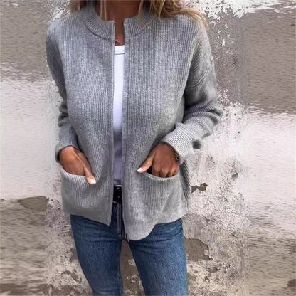 Womens Zip Up Cardigan Sweaters Crew Neck Trendy Jackets Long Sleeve Outfits Fall Fashion 2025 Winter Clothing - Seldom Seen Styles