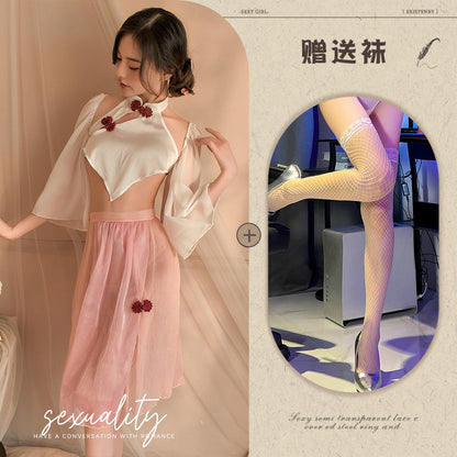 Sexy Lingerie Sexy Ancient Hanfu Republic of China Style Embroidered Nightdress Pure Desire Hot Uniform Temptation Set