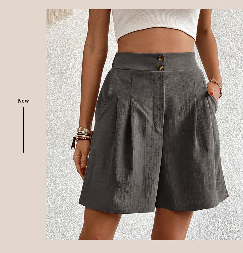 Womens Shorts Dressy Casual 2025 Trendy Summer Elastic High Waisted Pleated Side Slit Business Work Shorts Pockets