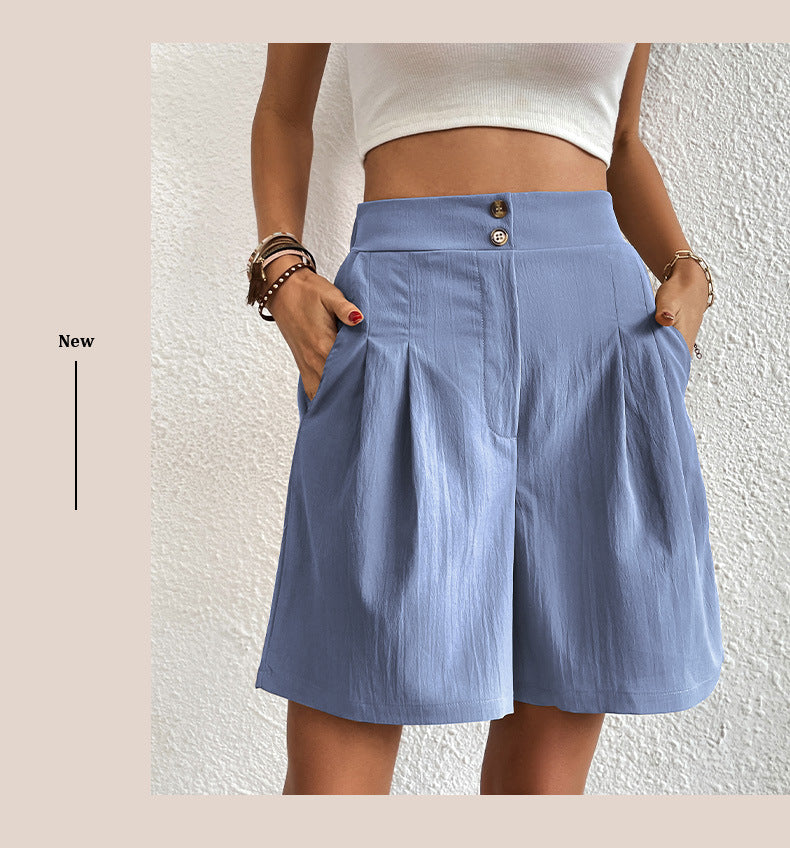 Womens Shorts Dressy Casual 2025 Trendy Summer Elastic High Waisted Pleated Side Slit Business Work Shorts Pockets