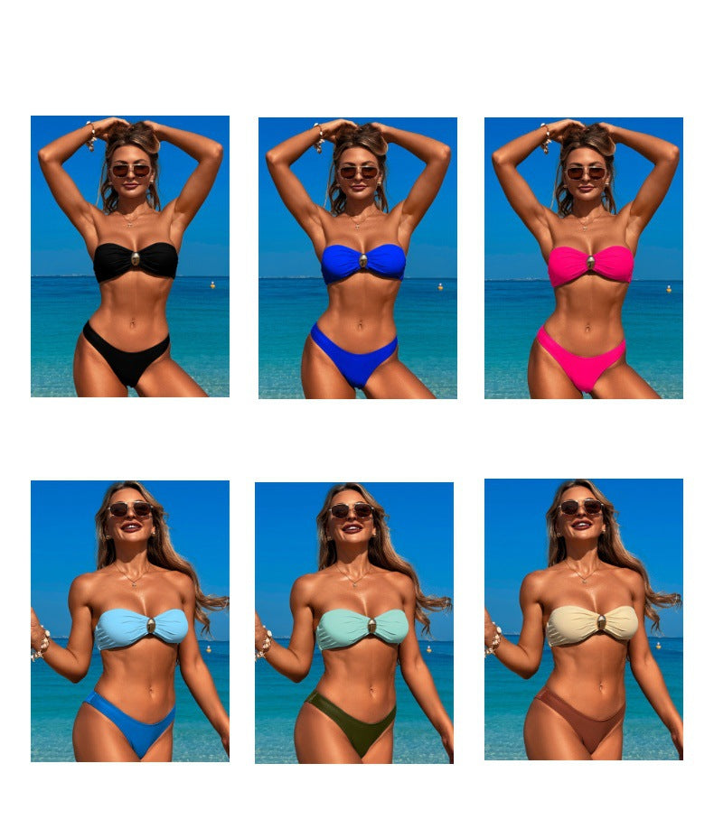 3 Piece Swimsuits for Women Tummy Control Bikini Set with Beach Cover Up Mesh Pants Sexy Tube Tops Swimwear - Seldom Seen Styles