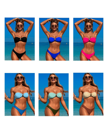 3 Piece Swimsuits for Women Tummy Control Bikini Set with Beach Cover Up Mesh Pants Sexy Tube Tops Swimwear - Seldom Seen Styles