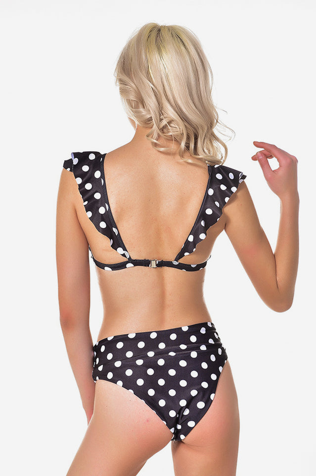 Polka Dot High Waist Ruffle Bikini - Dress In Beauty