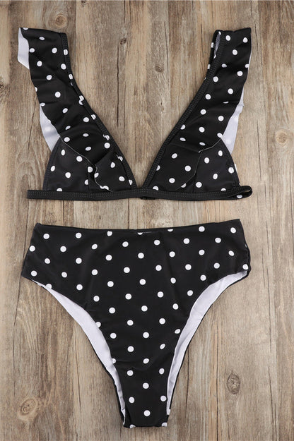 Polka Dot High Waist Ruffle Bikini - Dress In Beauty
