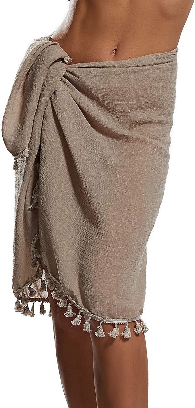 Women Beach Sarong Wraps with Tassels Swimsuit Coverup Summer Bathing Suit Cover Up Casual Swimwear - Seldom Seen Styles