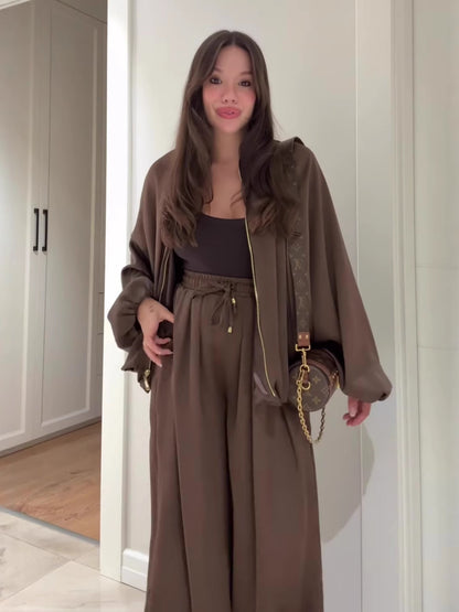 Womens Brown Suits – Designer Pant Suits for Women, Chocolate Brown Two Piece Set, Going Out Pant Set - Seldom Seen Styles