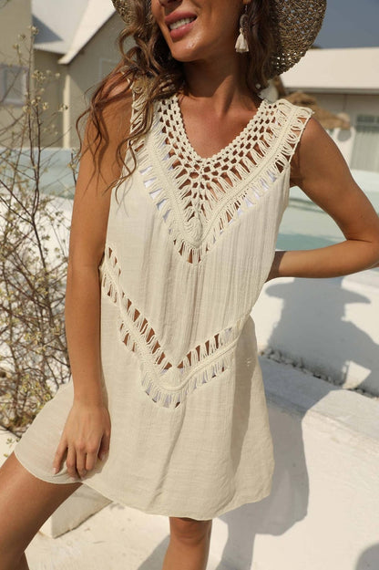 Openwork Sleeveless Cover-Up Dress - Seldom Seen Styles