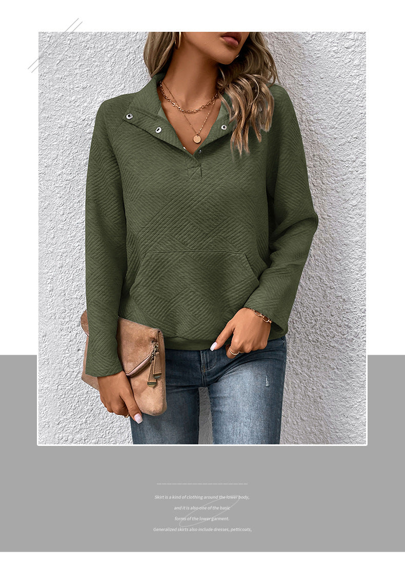 Independent Station Wholesale Hot Selling Multi-color Casual Simple Versatile Long Sleeve Textured Solid Color Cross-border Sweatshirt