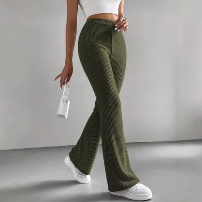 Women's Solid Color Casual Rib Knit All-Match Slim Pants - Seldom Seen Styles