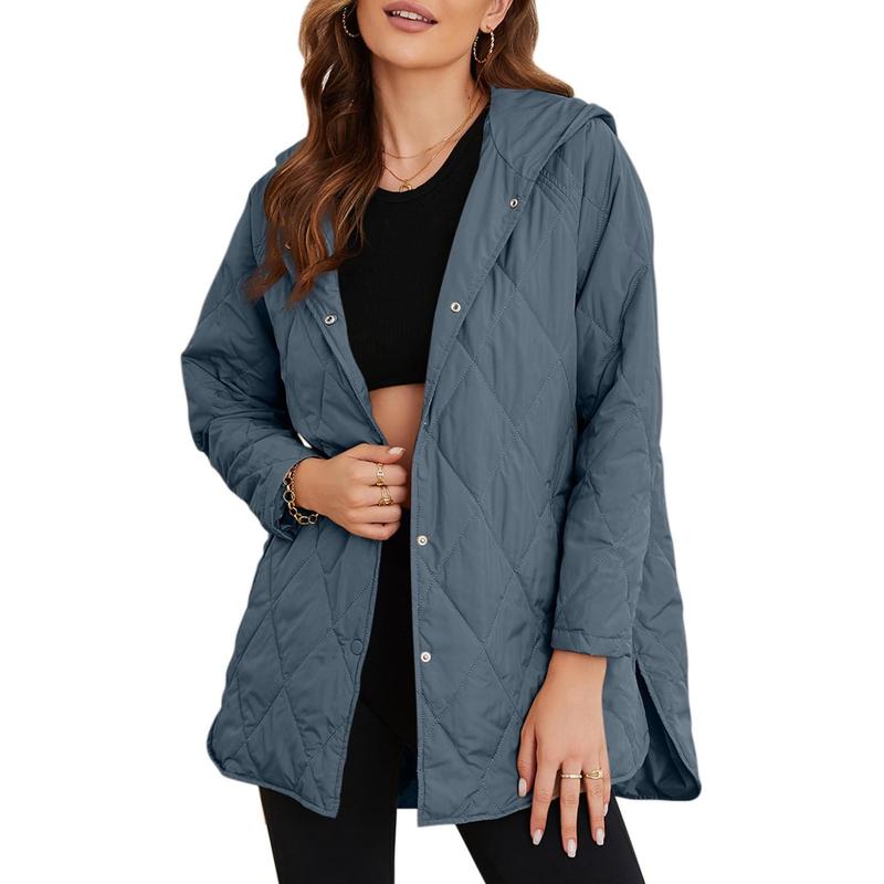 Puffer Jacket for Women,Lightweight Long Sleeve Button Hoodies Outerwear,Oversized Basic Casual Comfort Coats Tops,2025 Womenswear Fall Winter Outfits - Seldom Seen Styles