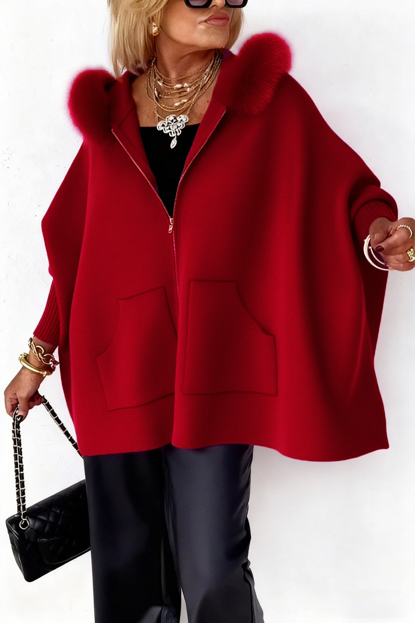 Women Fur Collar Solid Color Casual Jacket - Seldom Seen Styles