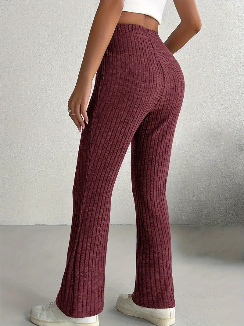 Women Flare Leggings Yoga Pants High-Waisted Casual Lounge Pants Ribbed Comfy Leggings