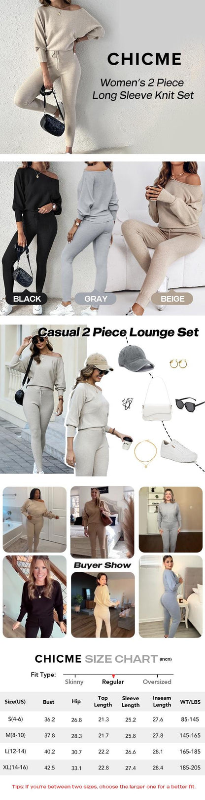 2025 FW ChicMe Women's 2 Piece Lounge Outfit Long Sleeve Pullover Tops Drawstring High Waisted Pants Set Tracksuit Round Neck Pre-Fall Sweatpants Sets - Seldom Seen Styles