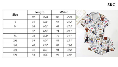 Moon Princess Sailor Guardians Wand Satin Pajama Set For Women Print Comfy Satin Sleepwear & Loungewear Pjs Printing Silky Top & Bottoms - SHESHOW