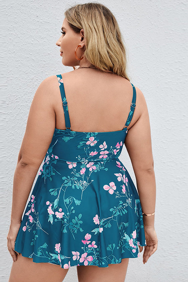 Floral Print Swim Dress With Shorts - Seldom Seen Styles