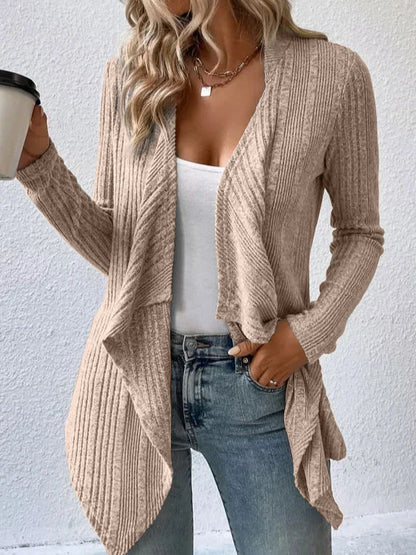 Cardigan Sweaters for Women Waterfall Open Front Long Sleeve Solid Color Fall Winter Coat Casual - Seldom Seen Styles
