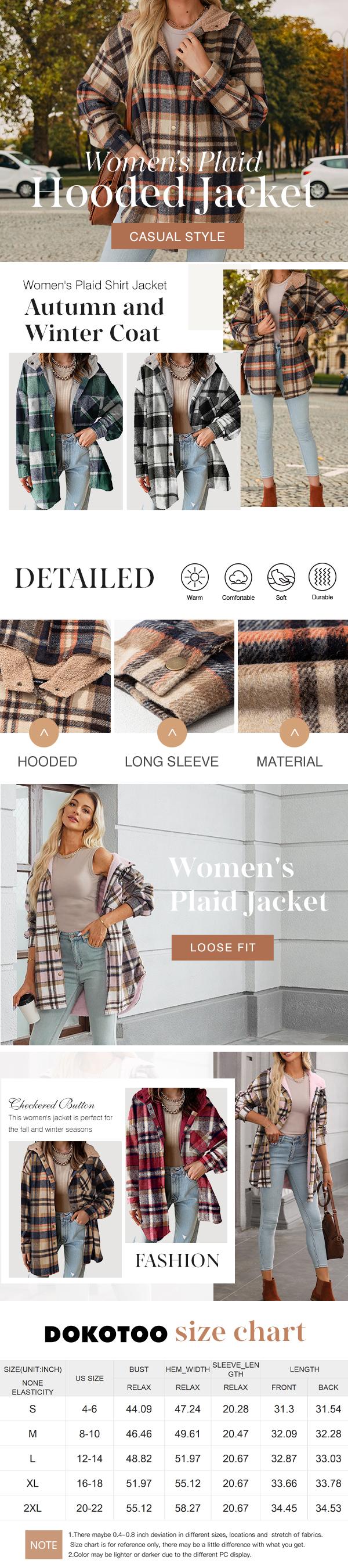 Women's Flannel Hooded Plaid 2025 Shacket Thick Coat Winter Coat for Warmth Button down Warm and Fuzzy Fleece Jacket - Seldom Seen Styles