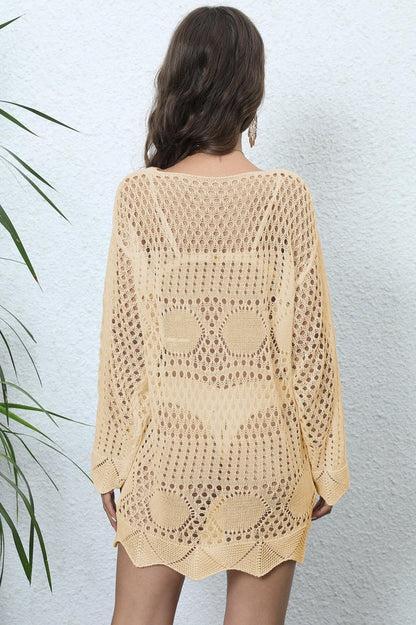 Long Sleeve Hollow Out Cover Up - Seldom Seen Styles