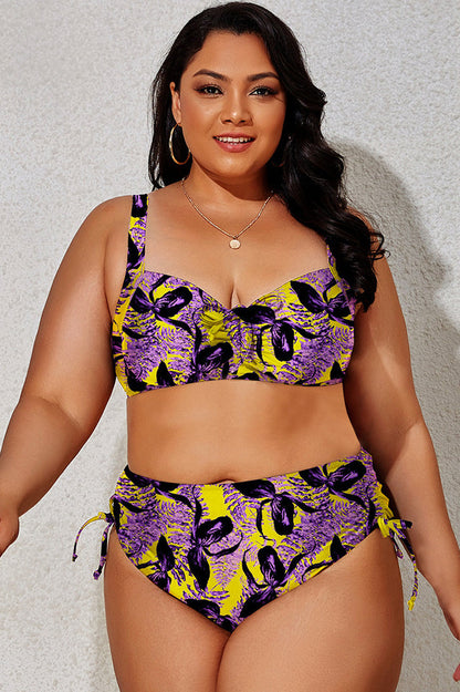 (L-4XL) Floral Adjustable Side Bikini Set - Seldom Seen Styles