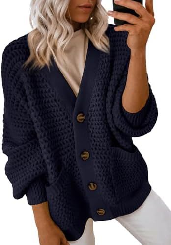 Women's 2024 Fashion Casual Open Front Long Sleeve Chunky Knit Cardigans Sweaters Outerwear Coats - Seldom Seen Styles
