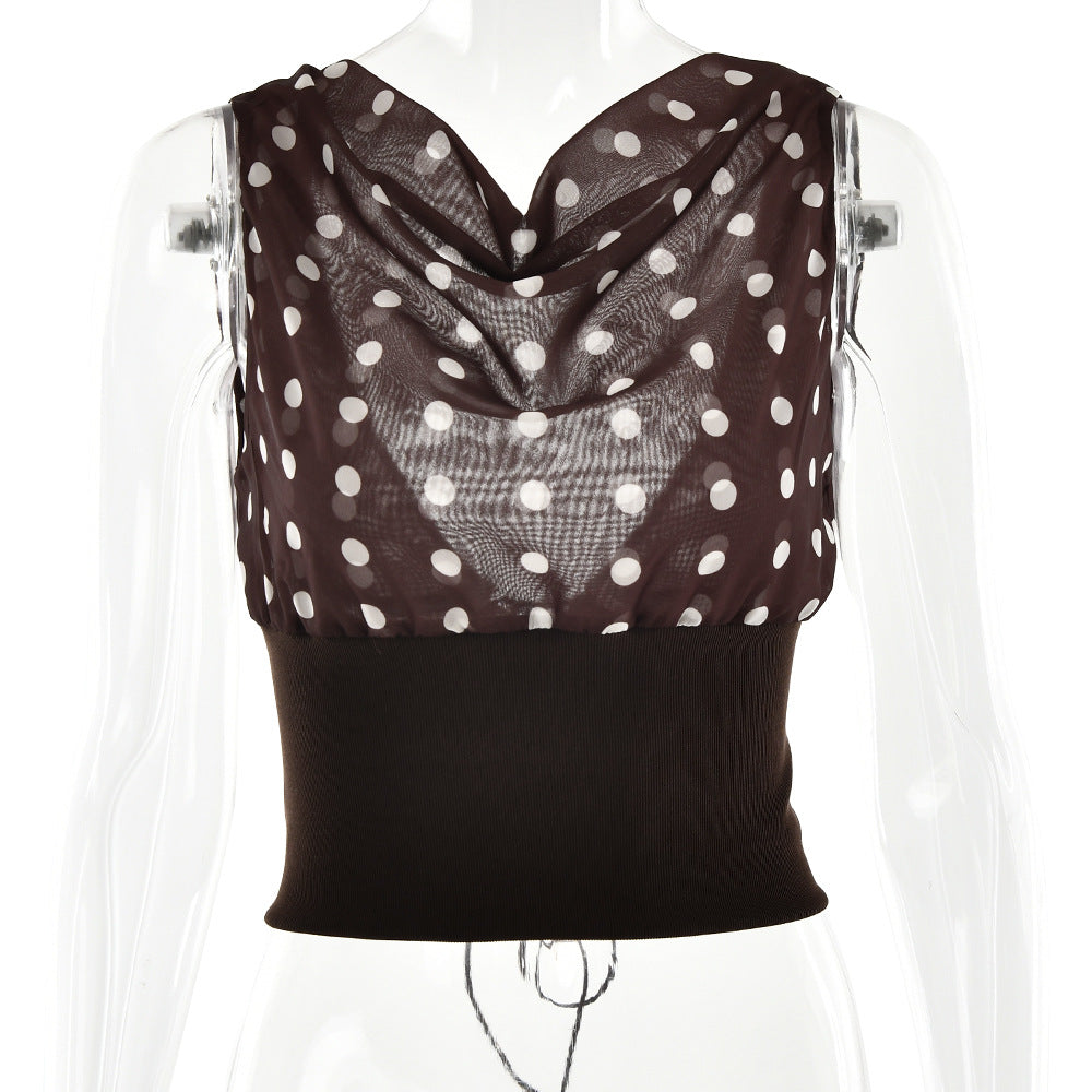 Kimmie polka dotted top - Brown/white - Seldom Seen Styles