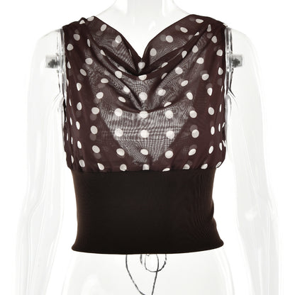 Kimmie polka dotted top - Brown/white - Seldom Seen Styles