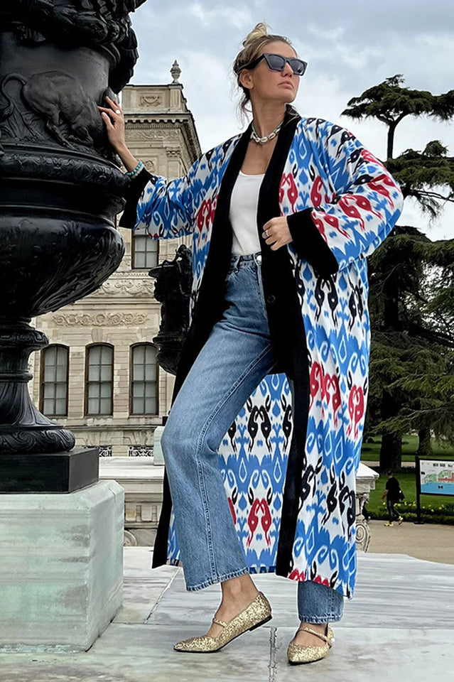 Brigitte One Of A Kind Ikat Maxi Kimono - Seldom Seen Styles