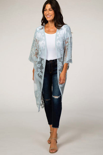 Hollow Out Lace Kimono Cover Up - Seldom Seen Styles