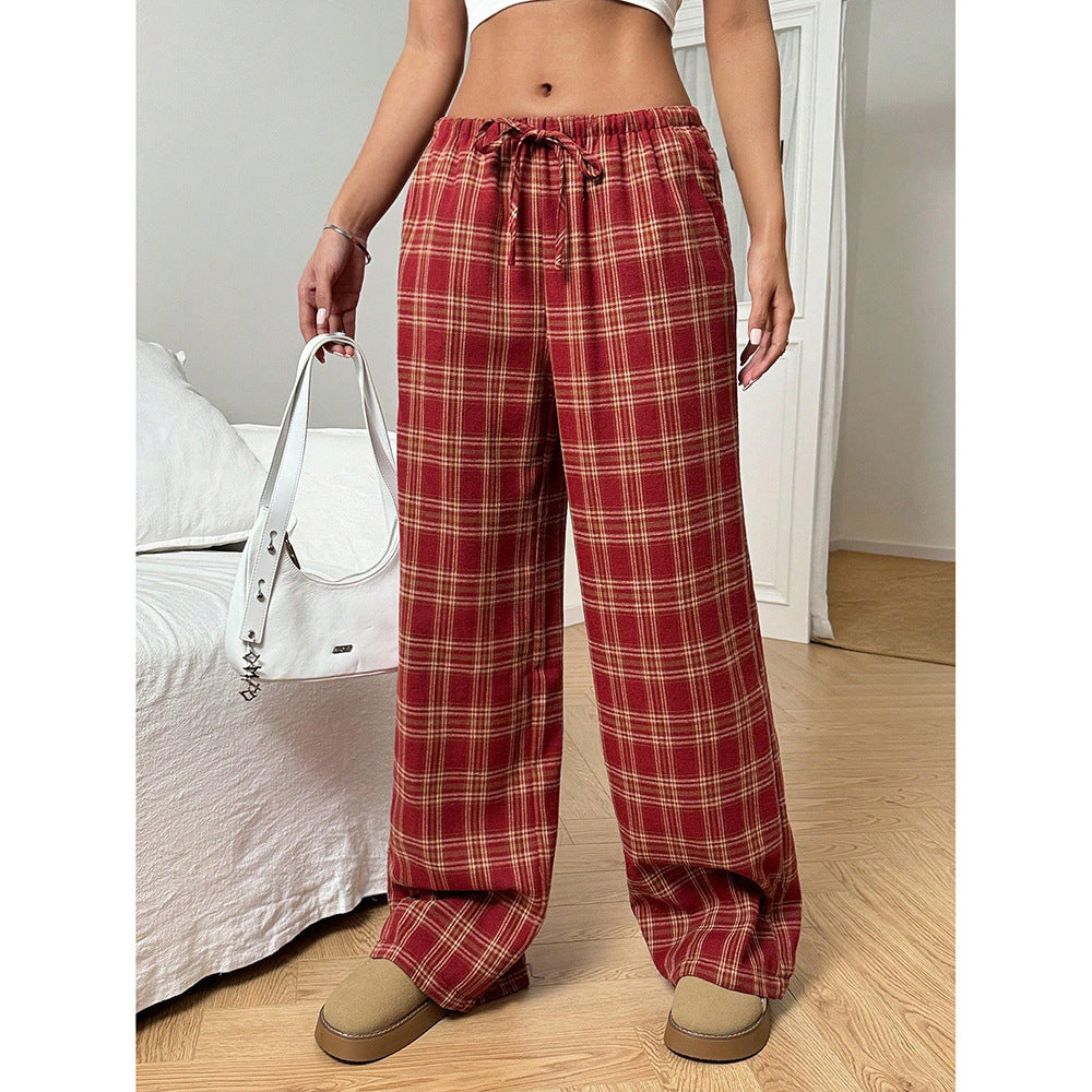 Women's Letter Leopard Print Straight Leg Pants Elastic Waist Y2K Trousers Bottoms with Pockets - Seldom Seen Styles