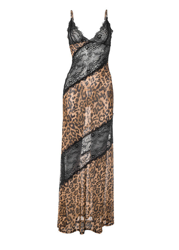 Lazaro Spaghetti Lace Leopard Maxi Dress - Seldom Seen Styles
