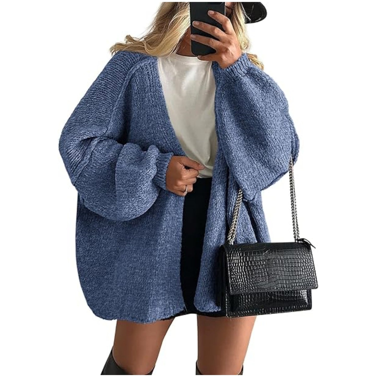 Women's Oversized Cardigan Sweater Fall Long Lantern Sleeve Knit Open Front Lightweight Sweater Knitwear Tops - Seldom Seen Styles