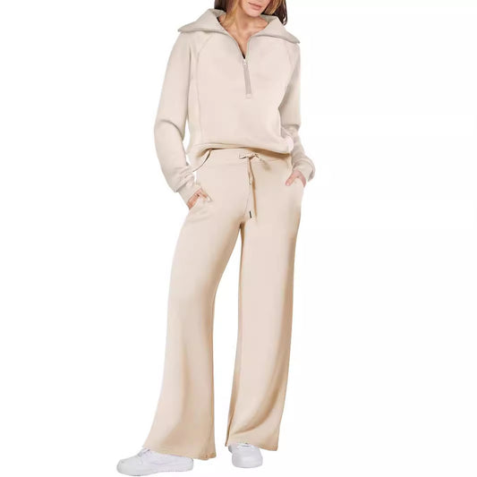 Women 2 Piece Outfits Sweatsuit Oversized Sweatshirt Sweatpants Tracksuit Sweat Lounge Matching Set 2025 Fall Trendy Polyester Womenswear - Seldom Seen Styles