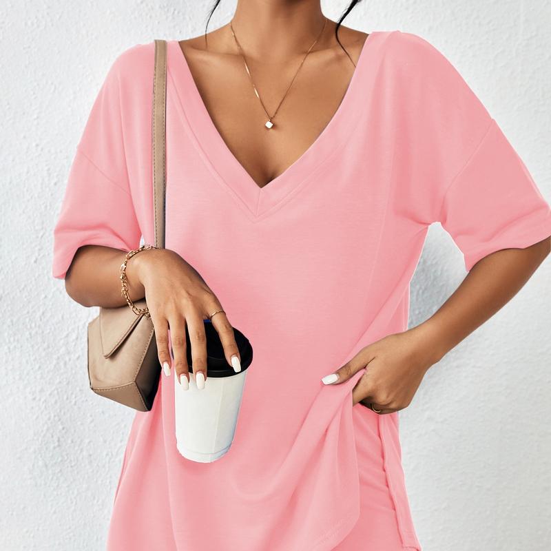 Summer Comfy Women's Loungewear  2 Piece Outfits Tshirt Oversized Short Sleeve Tracksuit Beach Cover Up Shorts Set S-XXL Casual Fabric Breathable Womenswear Loose Matching - Seldom Seen Styles