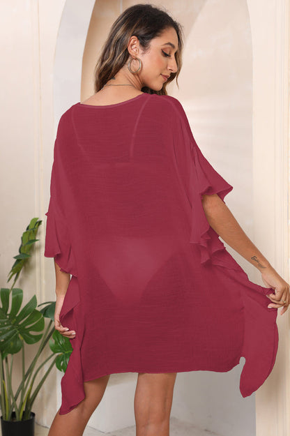 Ruffle Loose Beach Cover Up Dress - Seldom Seen Styles