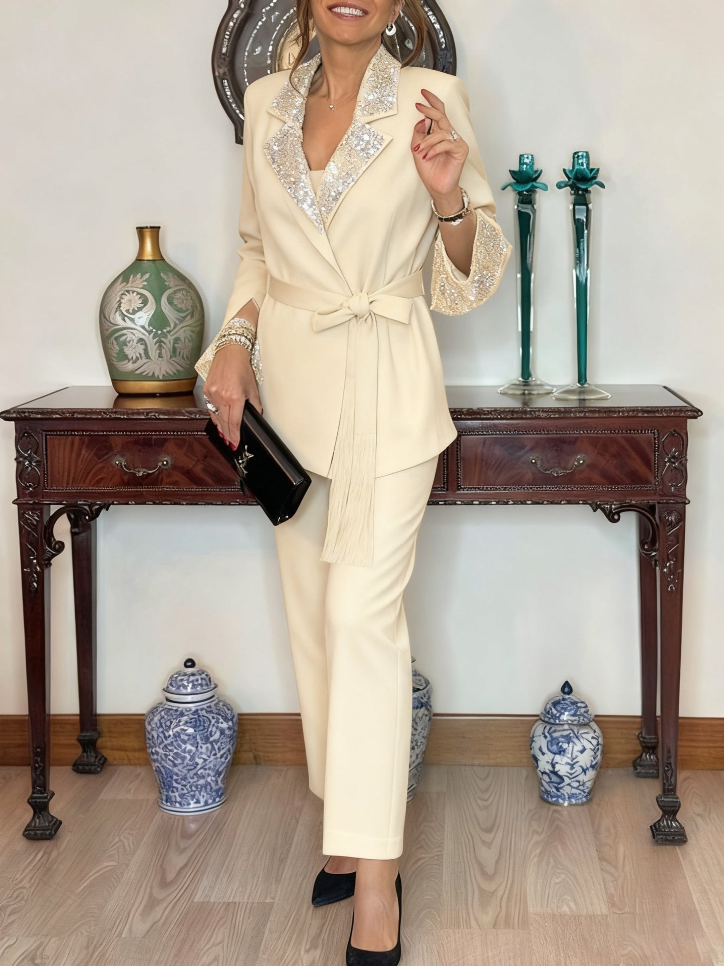 Women Lapel Jacket + Pants Temperament Commuter Suit - Seldom Seen Styles