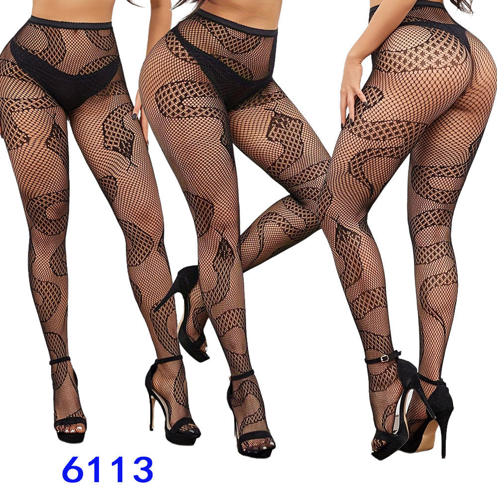Sexy Lingerie with Rhinestones, Four-Sided Open Crotch Stockings, Garter Bikini Set, Fishnet Tights, Base Stockings W48 - Seldom Seen Styles