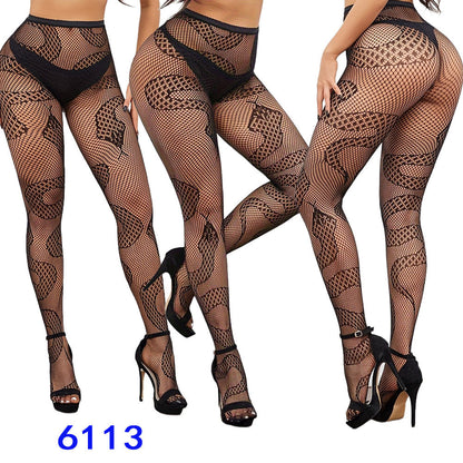 Sexy Lingerie with Rhinestones, Four-Sided Open Crotch Stockings, Garter Bikini Set, Fishnet Tights, Base Stockings W48 - Seldom Seen Styles