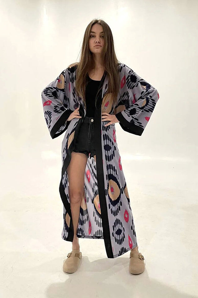 Brigitte One Of A Kind Ikat Maxi Kimono - Seldom Seen Styles