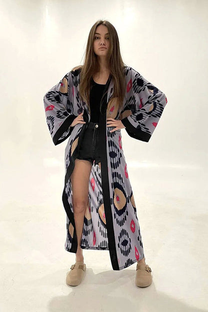 Brigitte One Of A Kind Ikat Maxi Kimono - Seldom Seen Styles