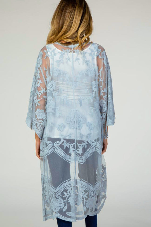 Hollow Out Lace Kimono Cover Up - Seldom Seen Styles
