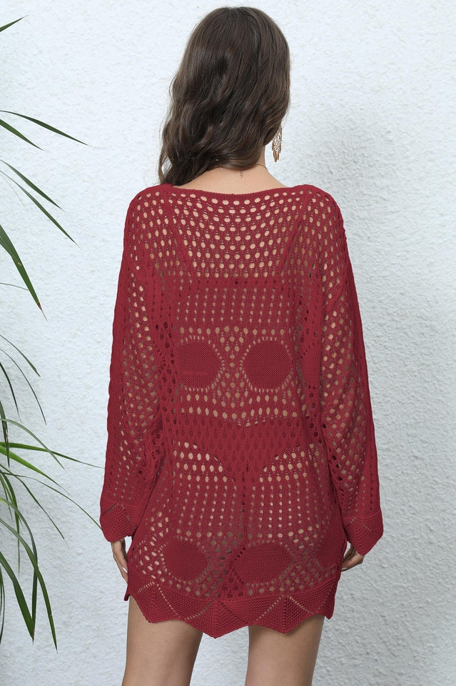 Long Sleeve Hollow Out Cover Up - Seldom Seen Styles