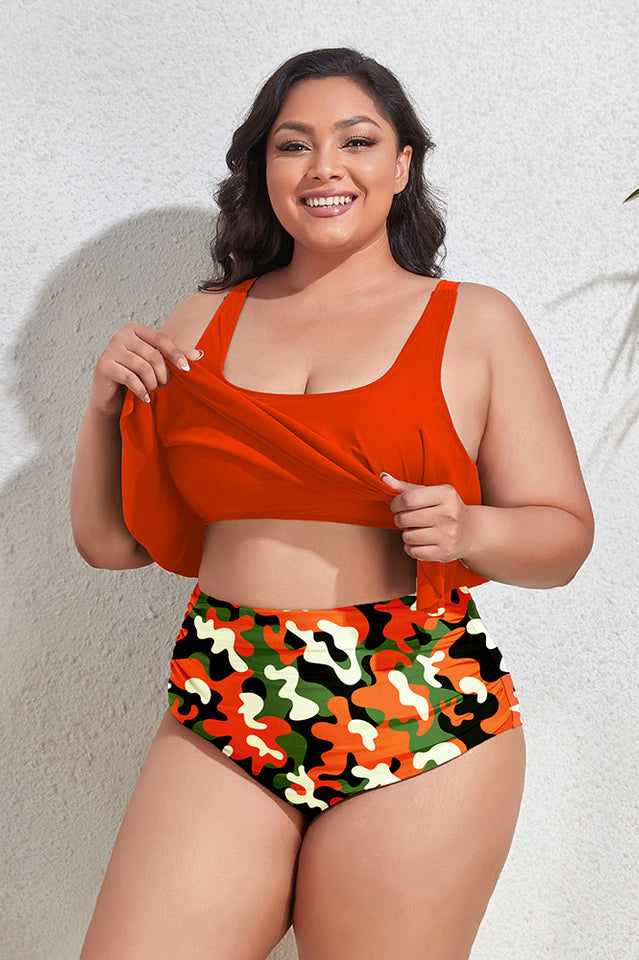 (L-4XL) Floral High Waist Bikini Set | Dress In Beauty