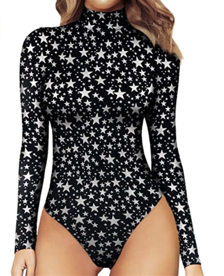 Women's Sexy Square Neck Bodysuit Long Sleeve Double Lined Shirt Tops
