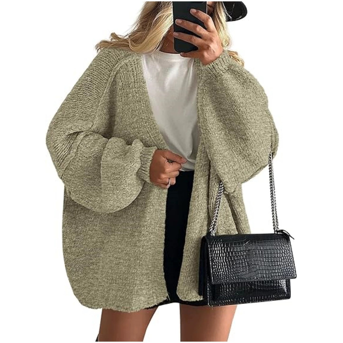 Women's Oversized Cardigan Sweater Fall Long Lantern Sleeve Knit Open Front Lightweight Sweater Knitwear Tops - Seldom Seen Styles