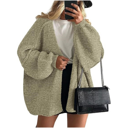 Women's Oversized Cardigan Sweater Fall Long Lantern Sleeve Knit Open Front Lightweight Sweater Knitwear Tops - Seldom Seen Styles