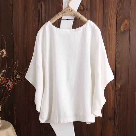 Solid Oversized Batwing Sleeve Loose Plus Size Top Casual Blouses Summer Essential Chic Top outfits Minimalist Feminine Womenswear casual outfits women cute summer outfit - Seldom Seen Styles