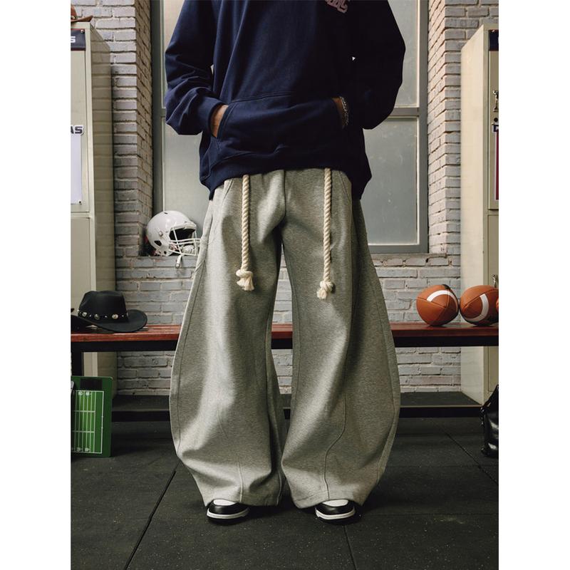 Baggy Wide Leg Pants for Women Casual Elastic Waist Lantern Trouser Sweatpants Womenswear Everyday Comfortable Nautical Rope Drawstring Unisex Fit 155-185cm - Seldom Seen Styles