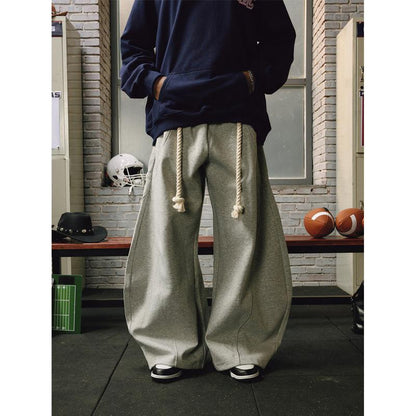 Baggy Wide Leg Pants for Women Casual Elastic Waist Lantern Trouser Sweatpants Womenswear Everyday Comfortable Nautical Rope Drawstring Unisex Fit 155-185cm - Seldom Seen Styles